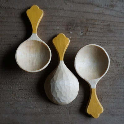 Hand carved birch coffee scoop