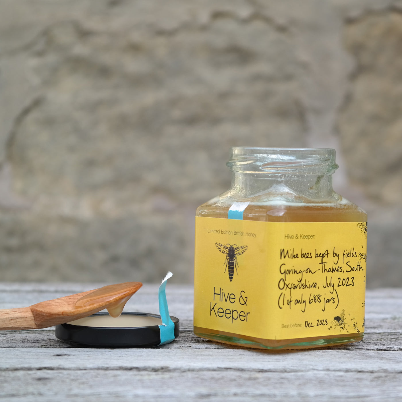Honey from bees kept by fields, Goring, Berkshire