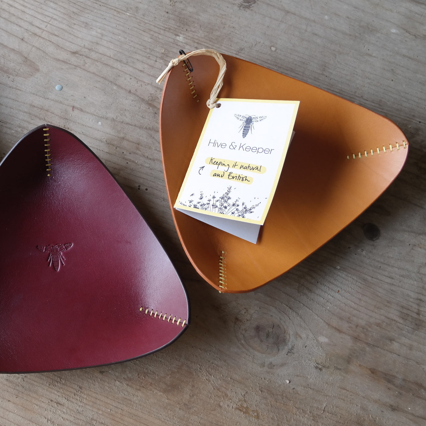 Limited edition leather coin tray in burgundy