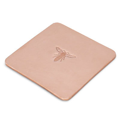 Set of 4 hand made leather coasters: Square