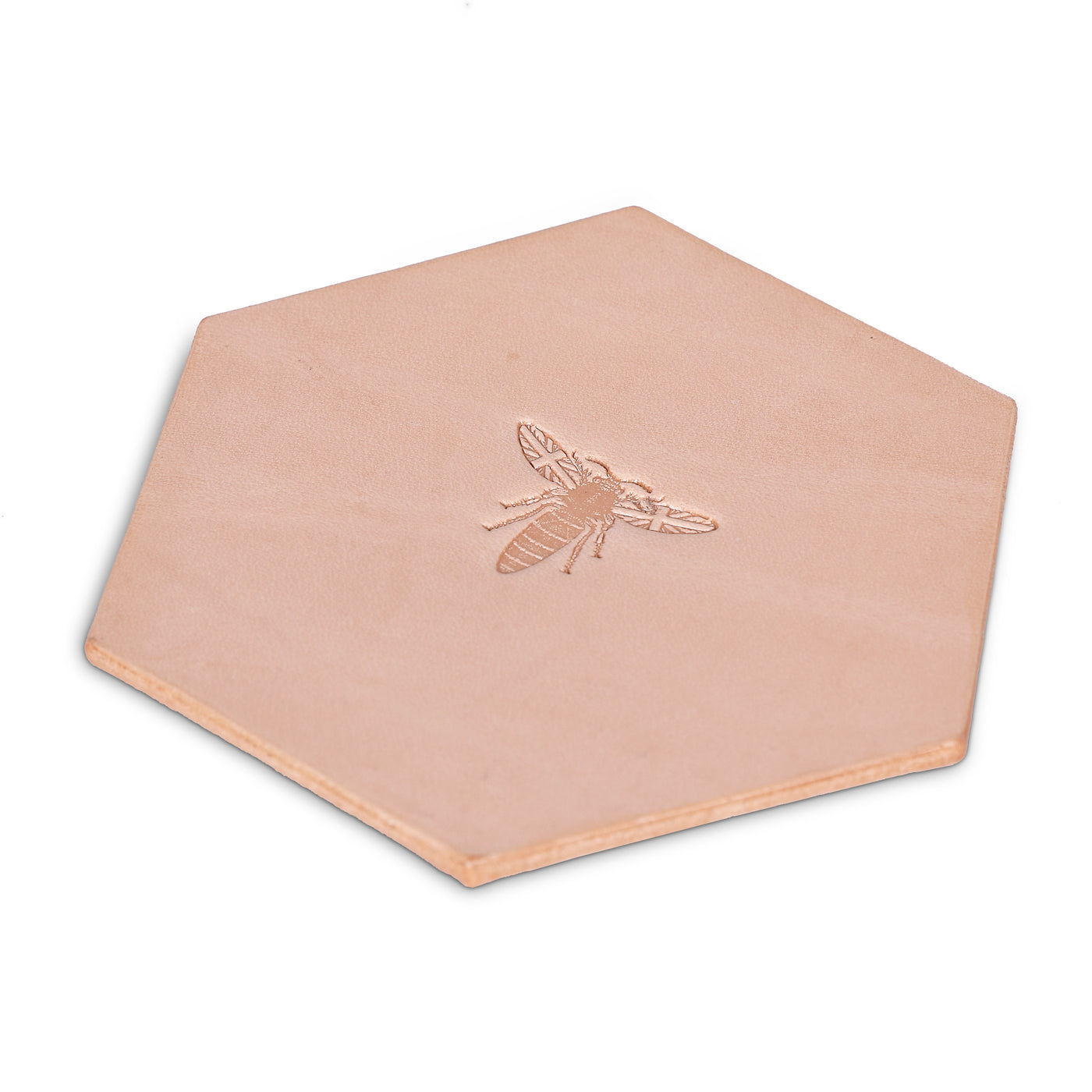Set of 4 hand made leather coasters: Honeycomb