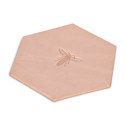 Set of 4 hand made leather coasters: Honeycomb