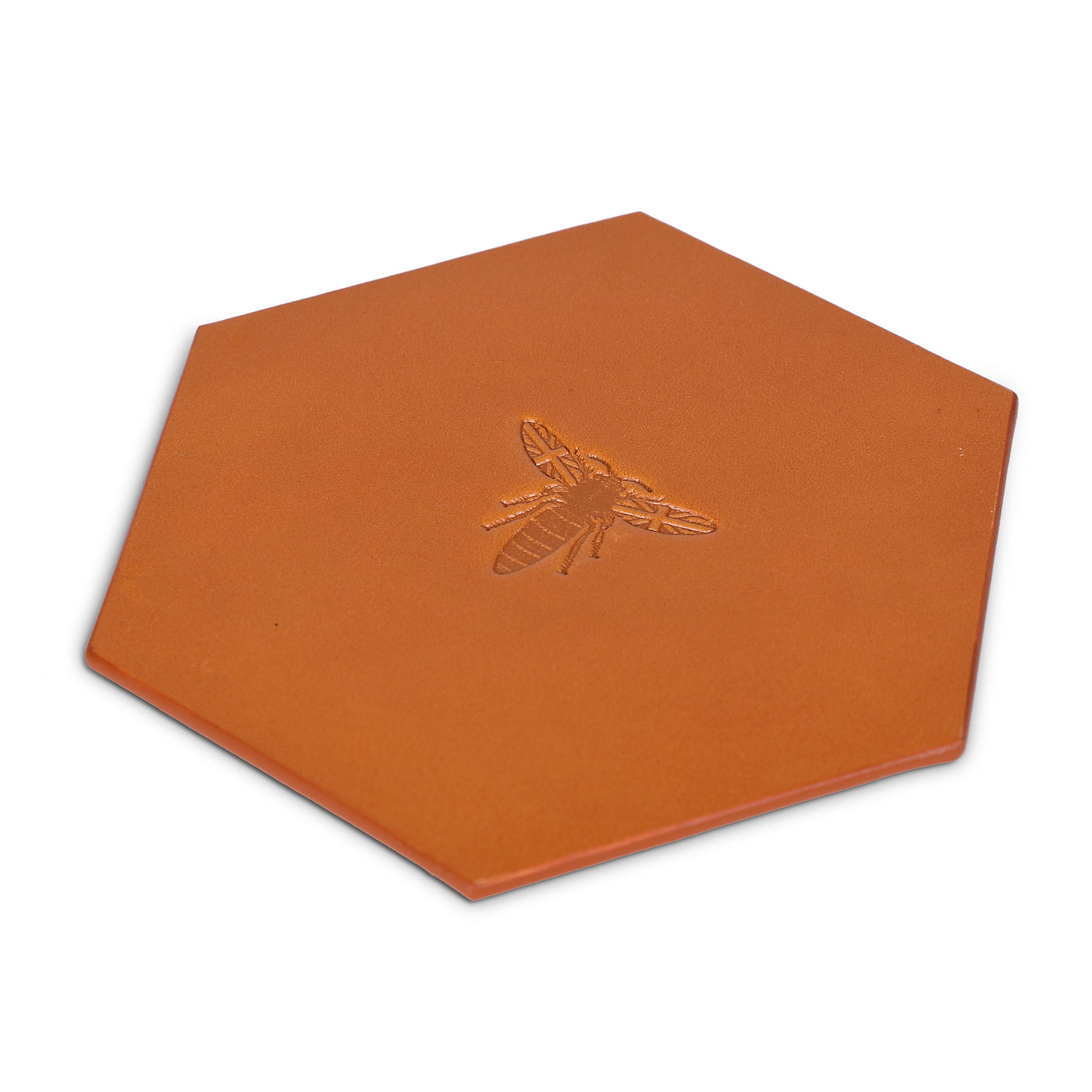 Set of 4 hand made leather coasters: Honeycomb