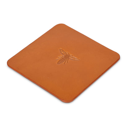 Set of 4 hand made leather coasters: Square