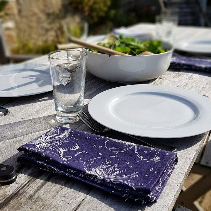 Floral Napkins Set of 2 (Blue)-Hive &amp; Keeper