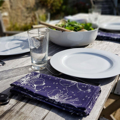 Floral Napkins Set of 2 (Blue)-Hive & Keeper