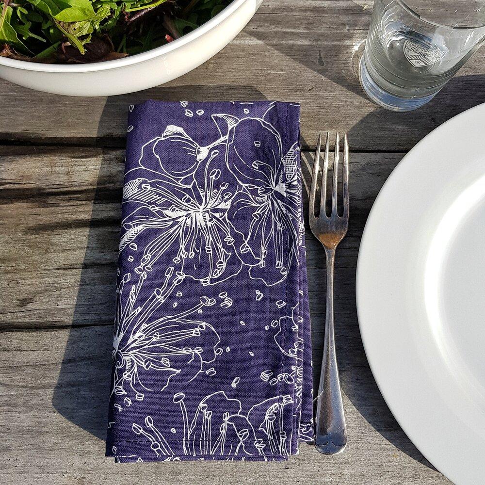 Floral Napkins Set of 2 (Blue)-Hive & Keeper